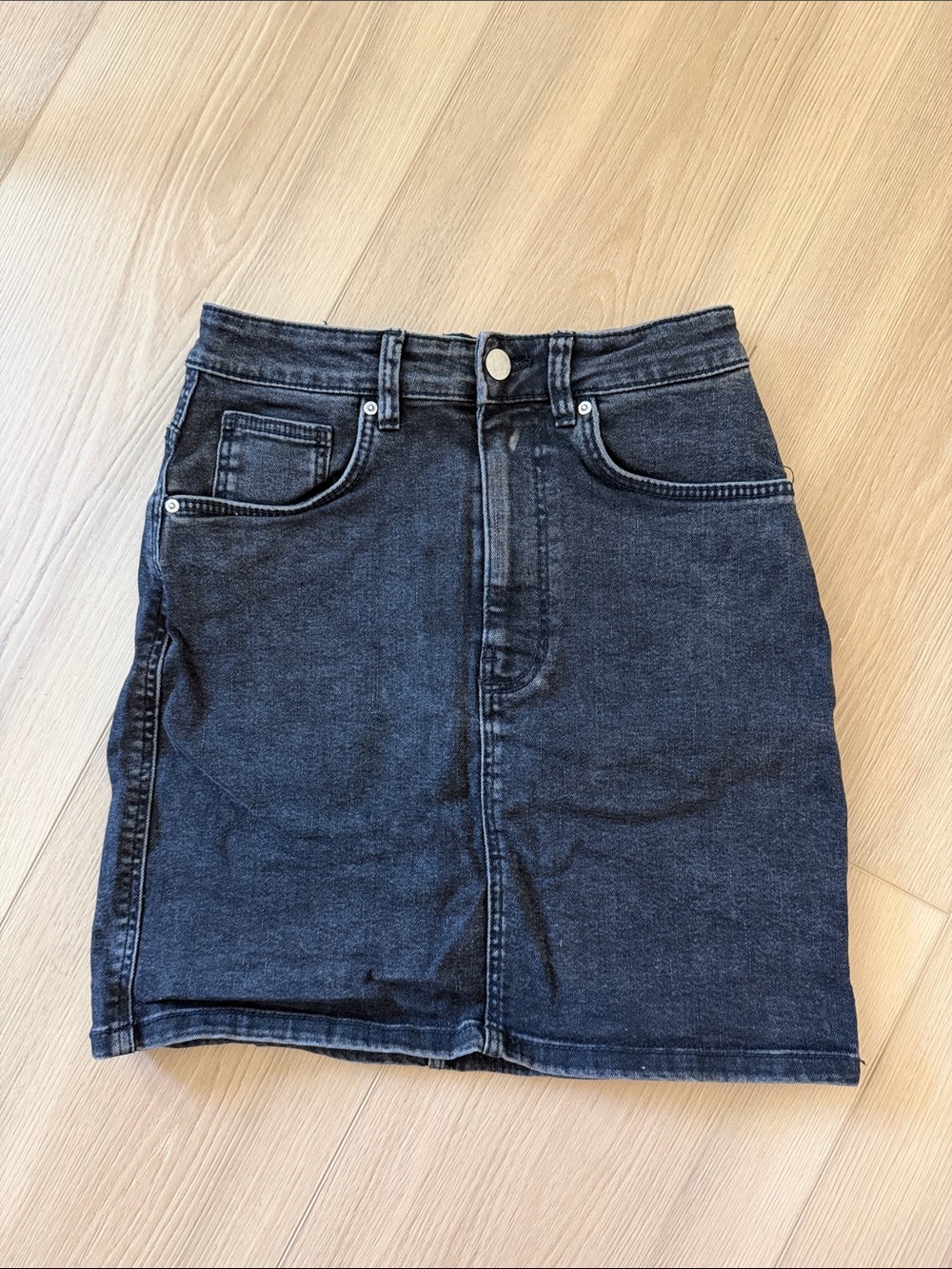Zara Dark Wash Black Denim Mini Skirt
